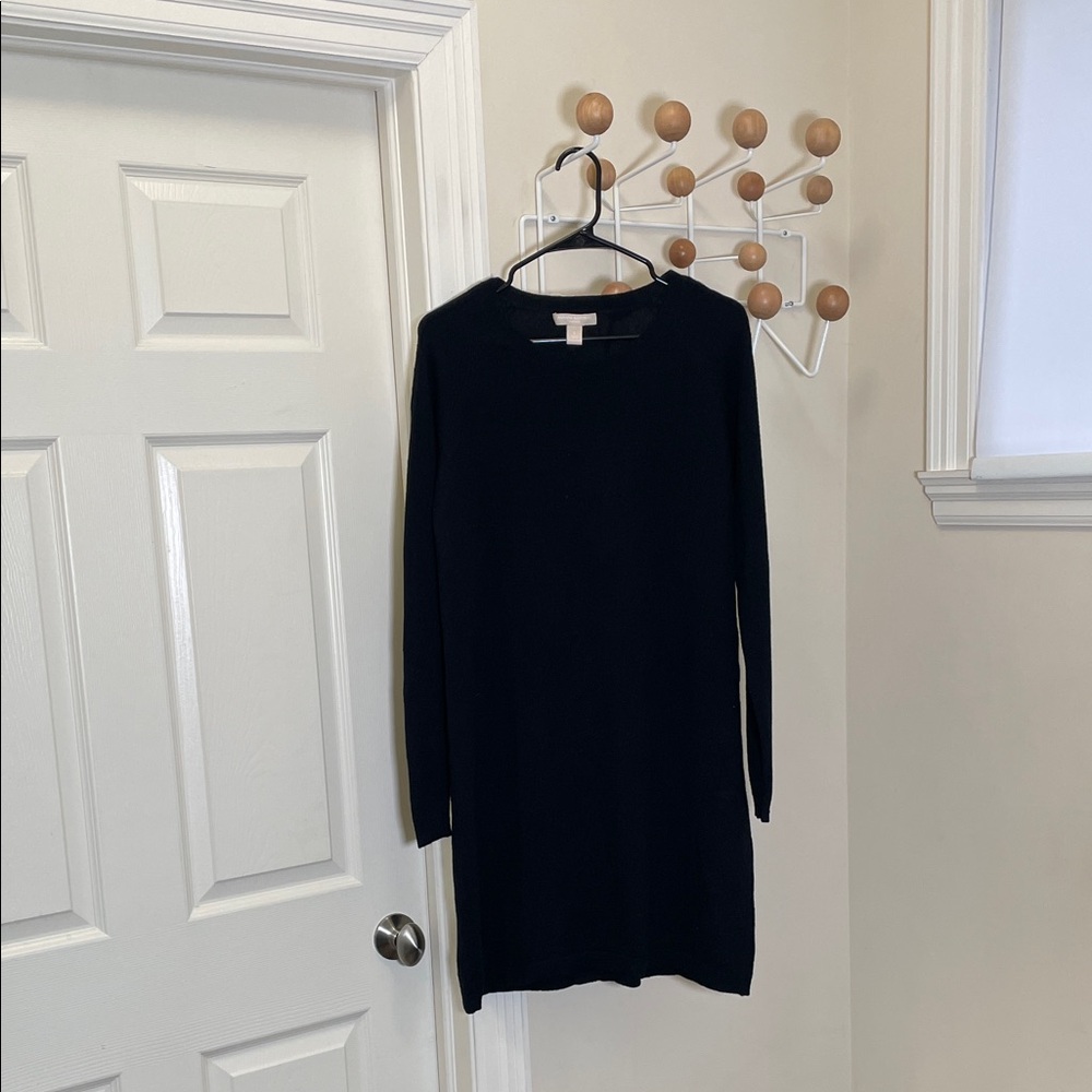 Banana Republic Classic Black Long Sleeve Cashmere Dress Black L
